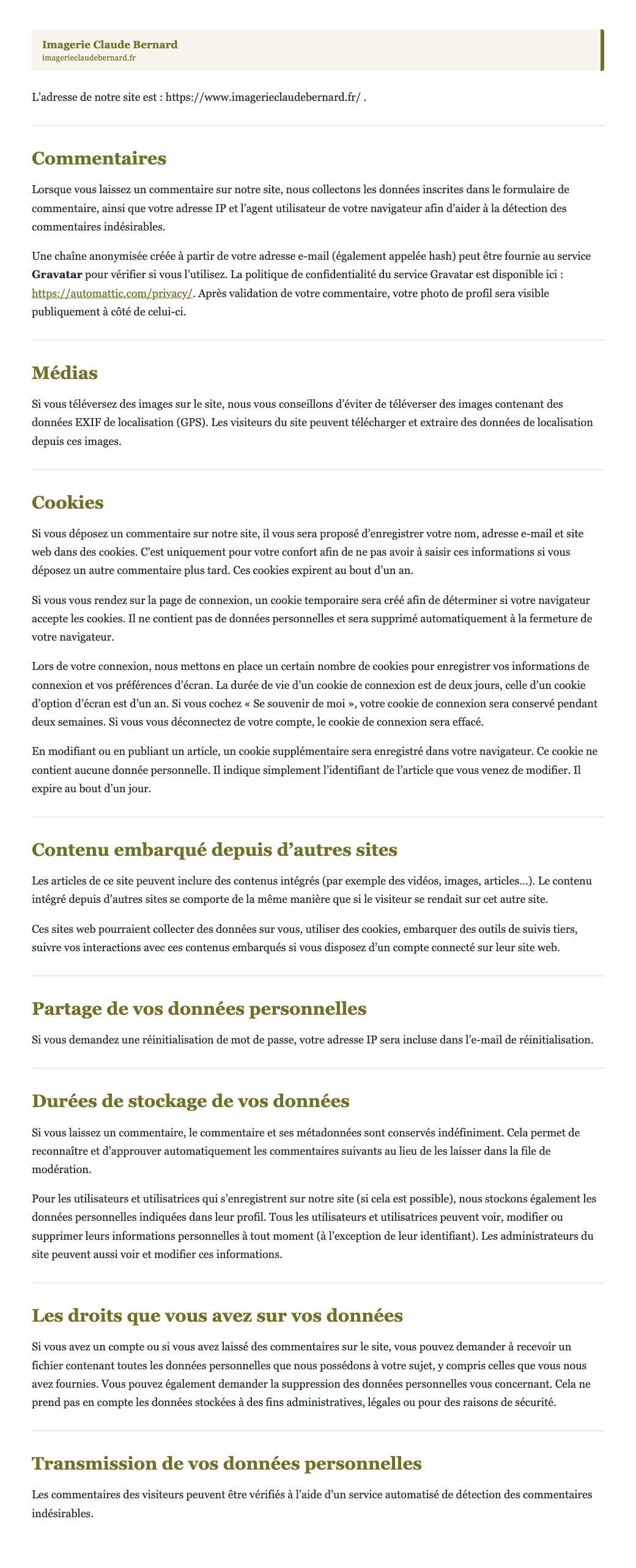 Politique de confidentialité — Imagerie Claude Bernard