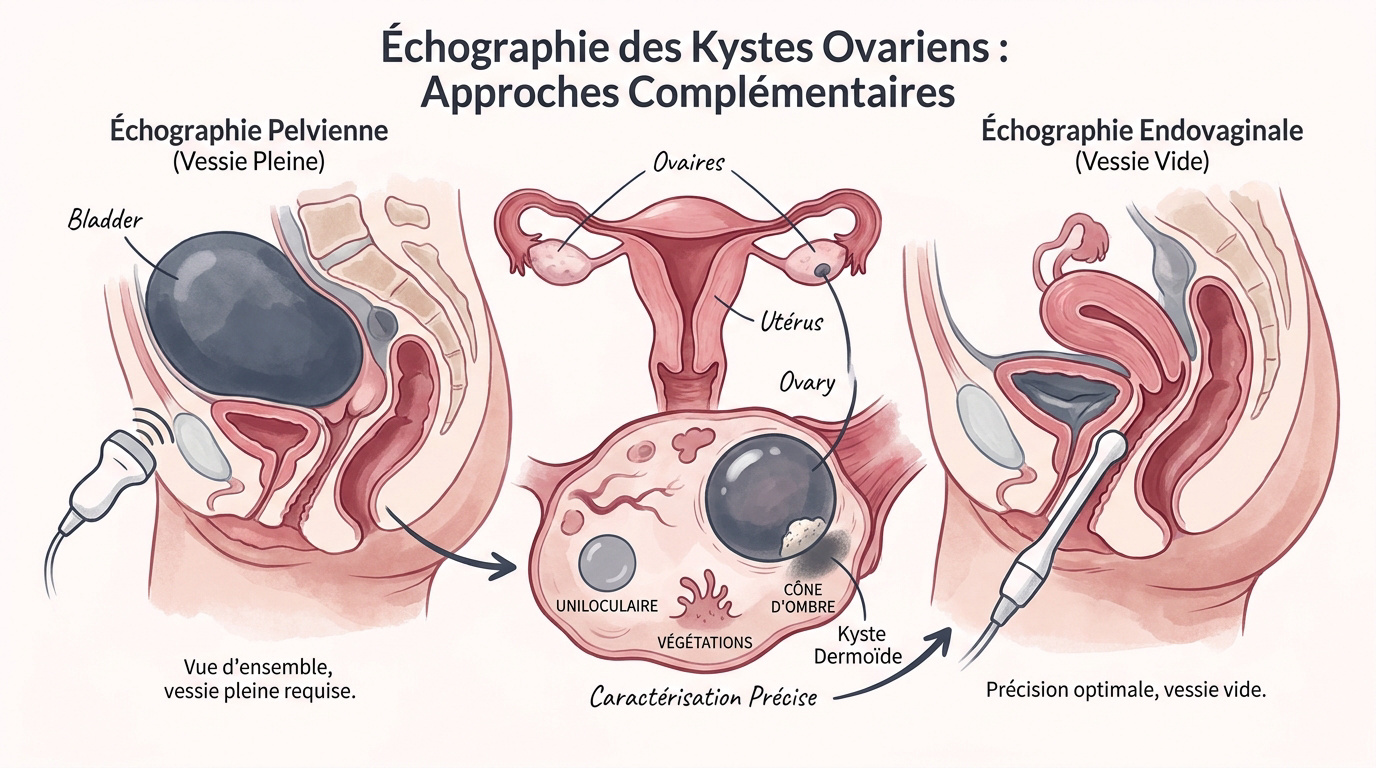 Comparaison entre échographie pelvienne abdominale et endovaginale pour le diagnostic des kystes ovariens