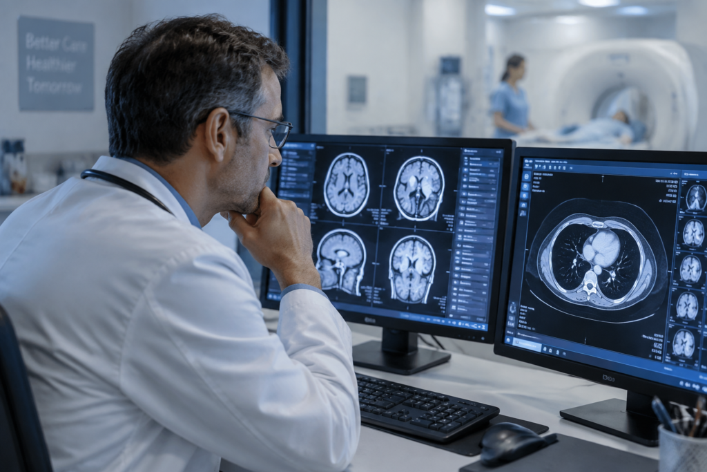 Illustration d’un médecin consultant des images médicales