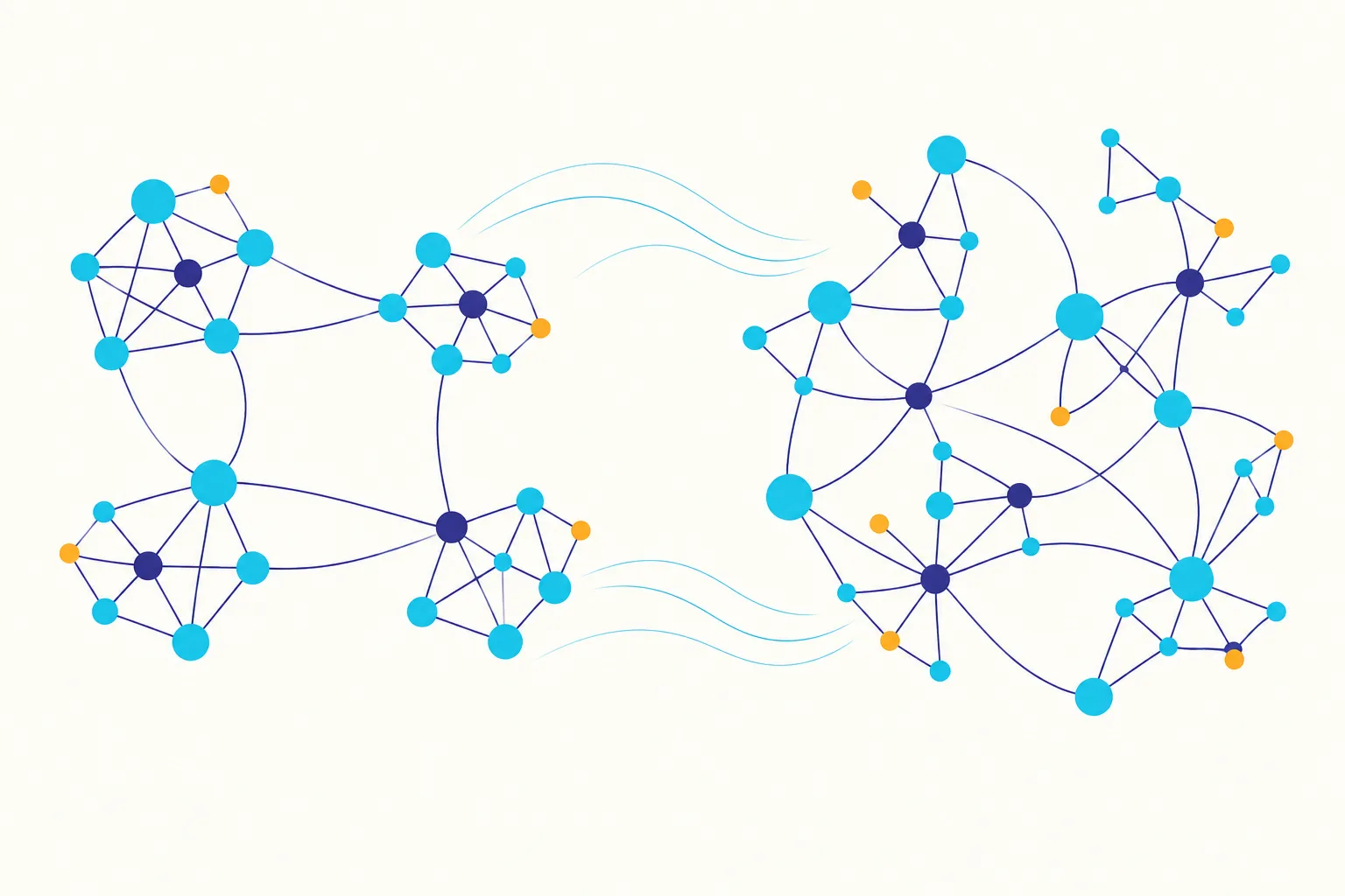 Deux motifs abstraits de points et de lignes illustrant des organisations différentes des signaux.