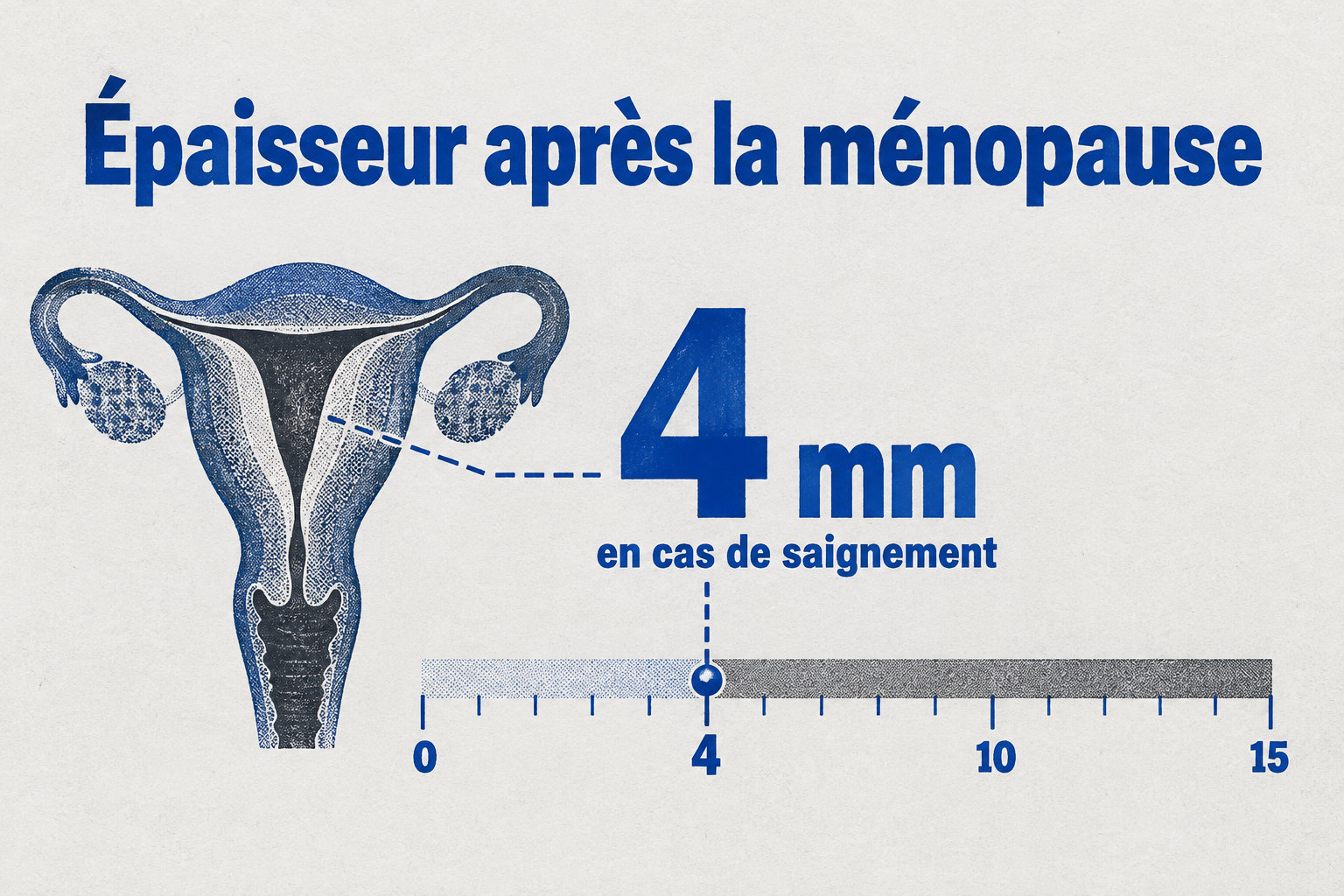 Après la ménopause, en cas de saignement, une épaisseur de l’endomètre inférieure ou égale à 4 mm rend un cancer peu probable.