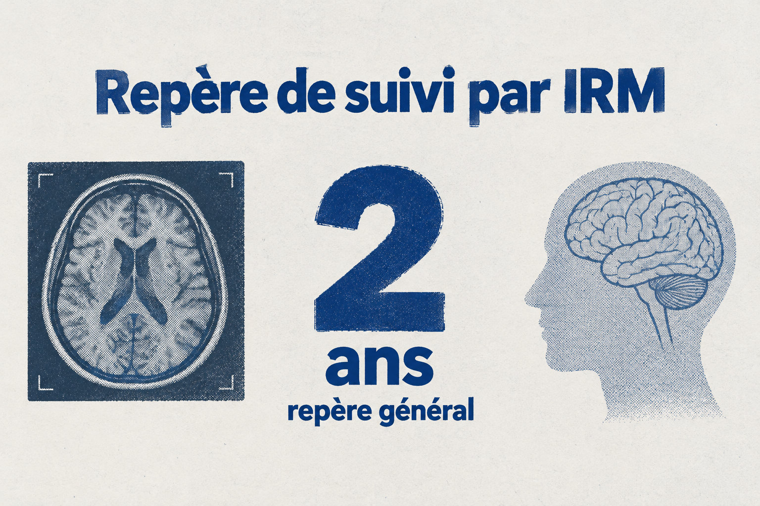 Pour une personne symptomatique, une IRM de surveillance tous les 2 ans est un repère général, à adapter selon la situation.