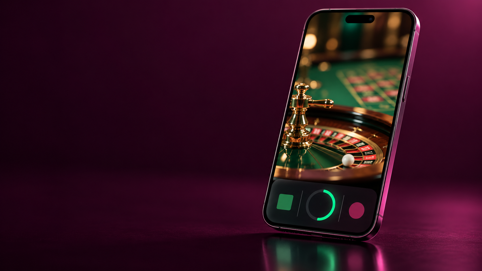 Illustration d’un smartphone affichant une vidéo de roulette et des commandes de jeu en direct